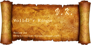 Vollár Kinga névjegykártya